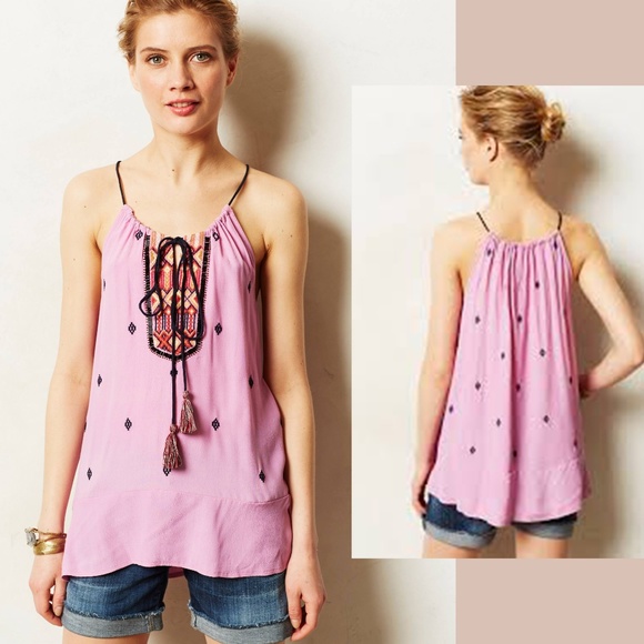 Anthropologie Tops - Anthropologie Vanessa Virginia Pink Boho Top NWT